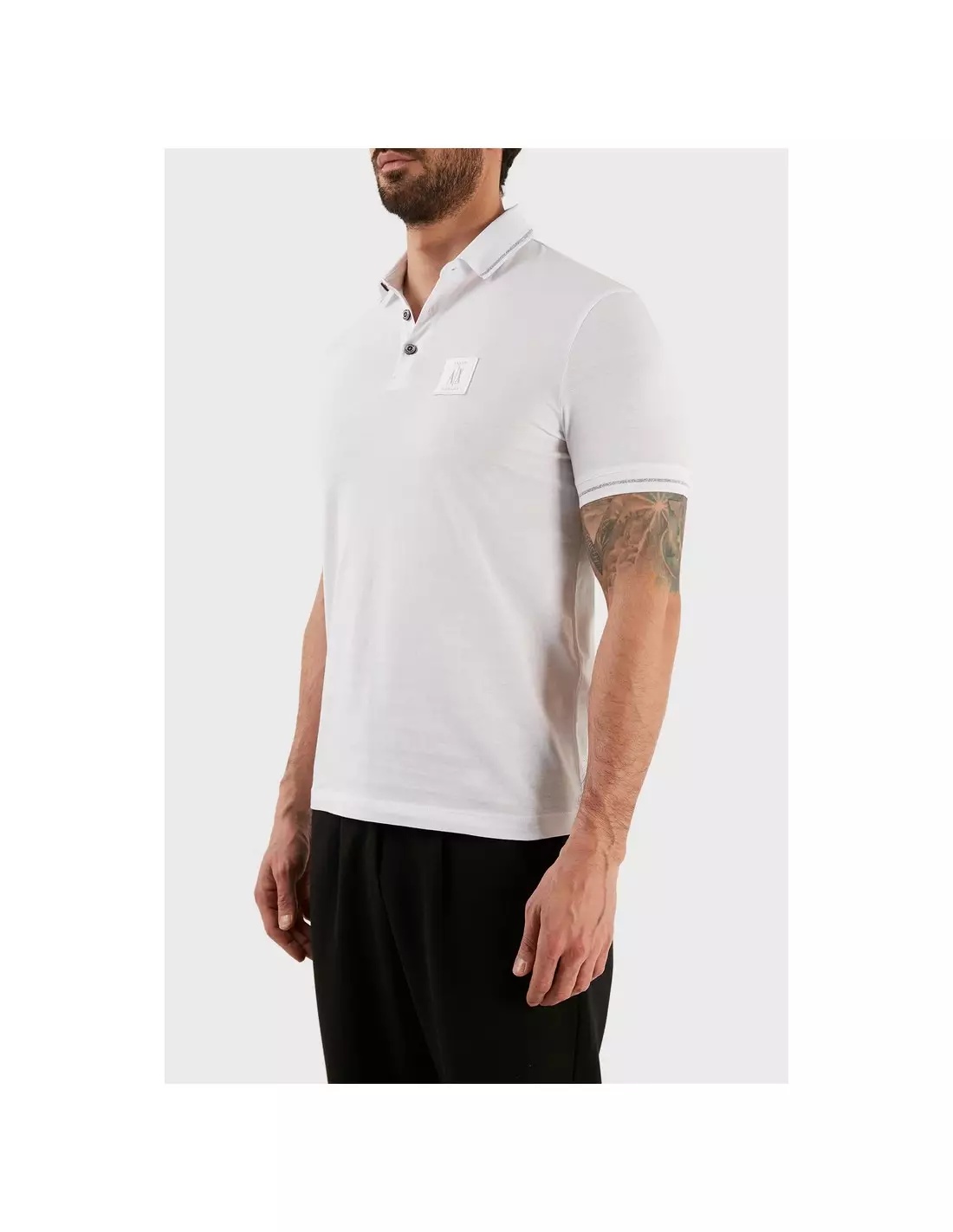 Armani Exchange Logo-patch Polo Shirt In White