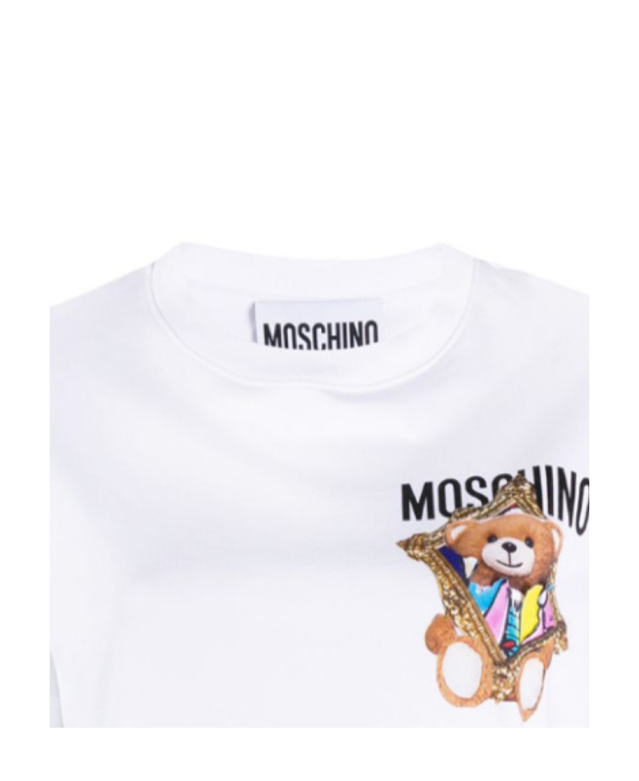 Moschino Teddy Bead Detailed Crewneck T-shirt In White