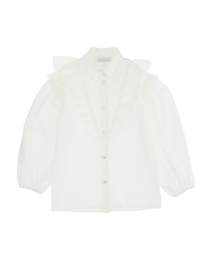 Monnalisa Poplin Shirt In White