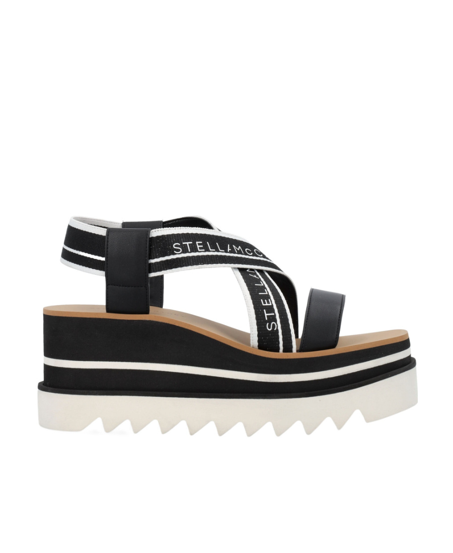 Stella Mccartney Womens Criss-cross Knit Platform Sandals In Black