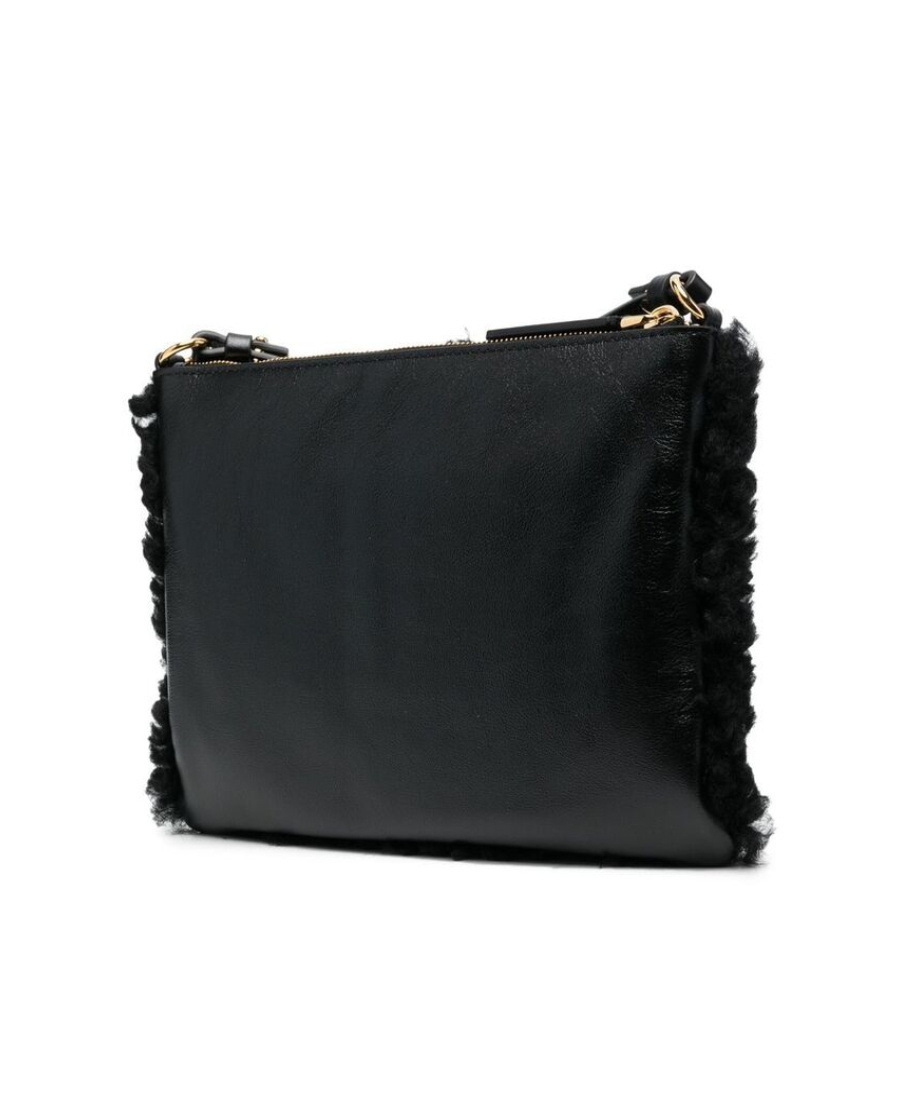 Shop Marni Black Shearling And Leather Pouch