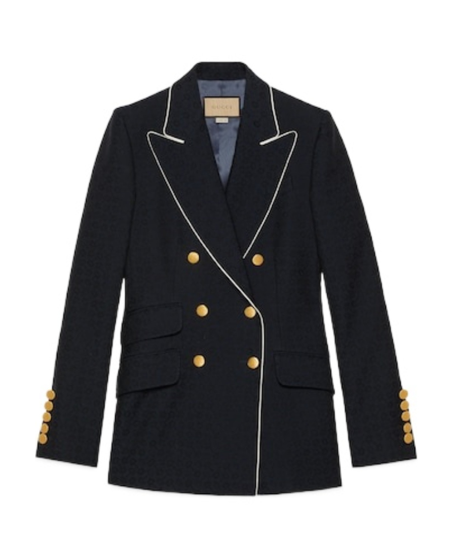 GUCCI DOUBLE-BREASTED HORSEBIT-JACQUARD BLAZER