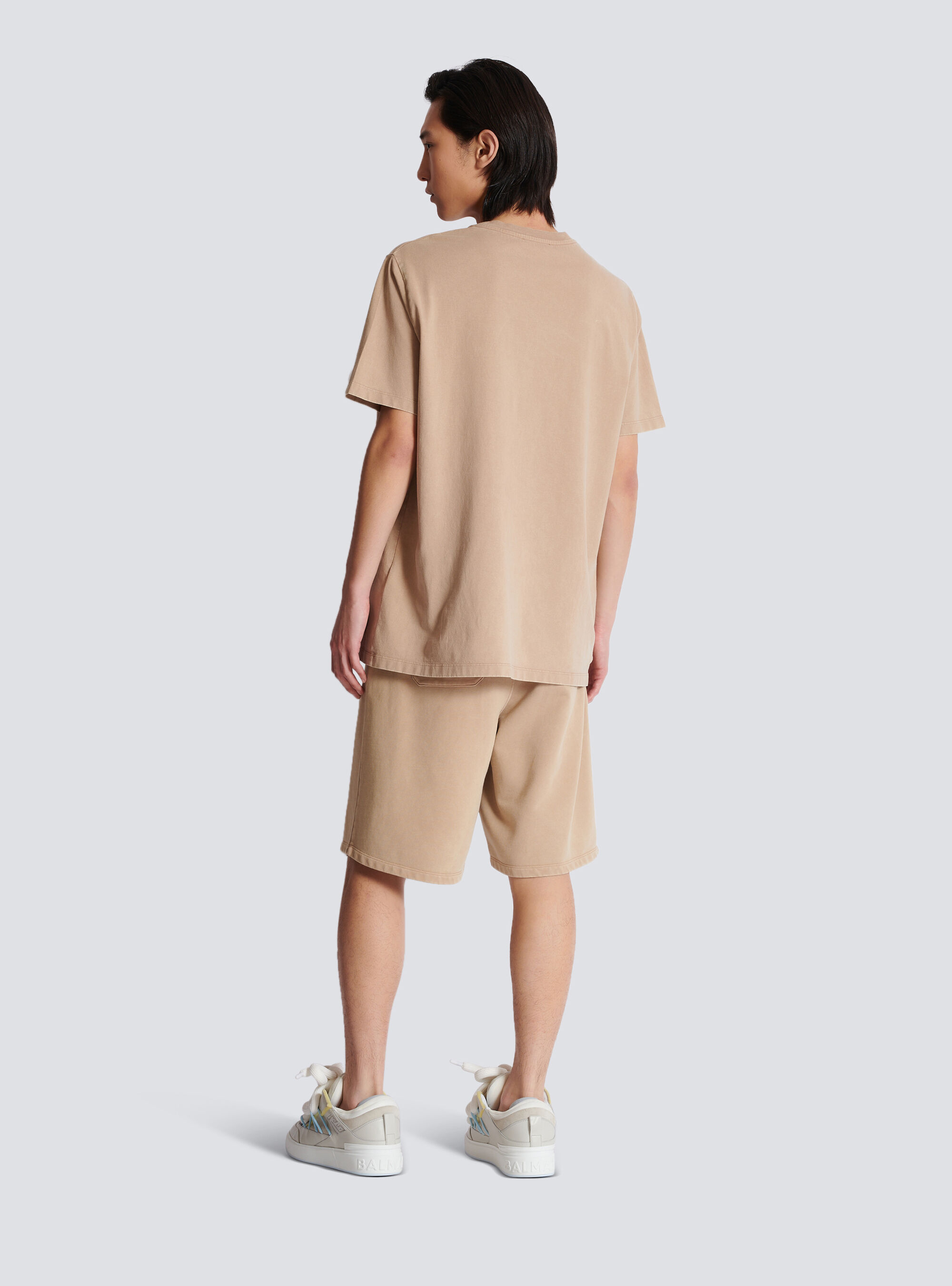 Shop Balmain Loose T-shirt With Vintage  Embroidery In Nude