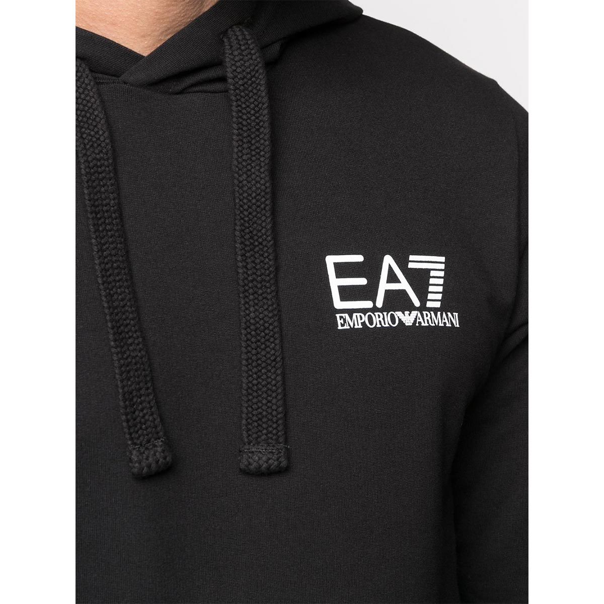 Ea7 Logo-print Drawstring Hoodie In Black