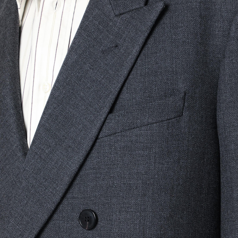 Dries Van Noten Long Double Breasted Wool Outerwear In Gray