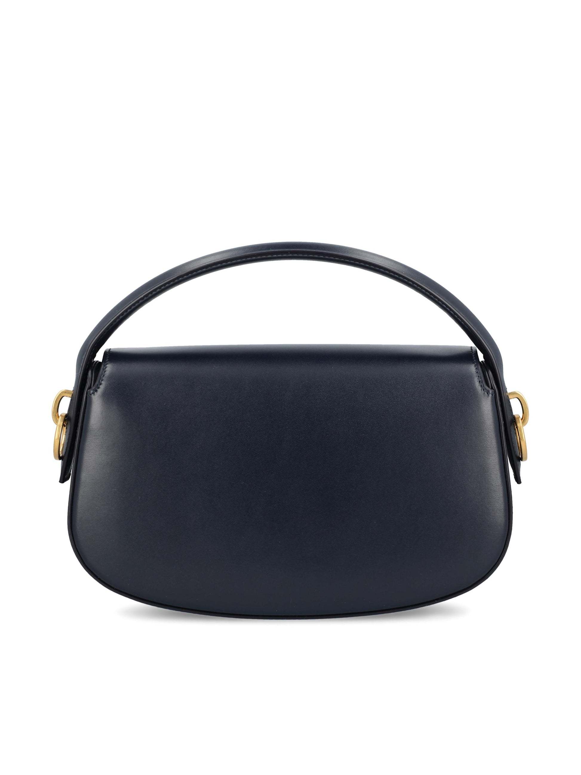 Saint Laurent Logo Plaque Foldover Top Shoulder Bag In Blue