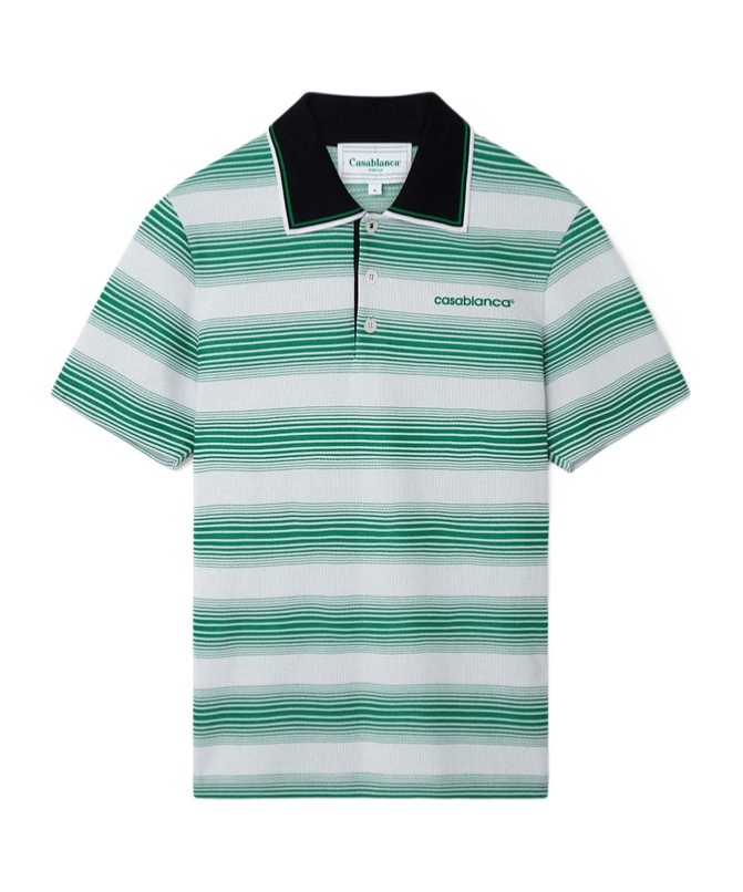Casablanca White Cotton Blend Polo Shirt Men In Green