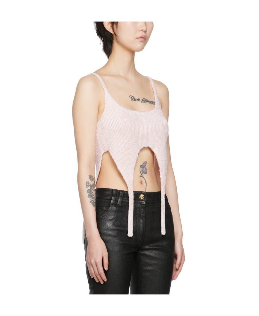 Balmain Rib Knitted Vest In Nude