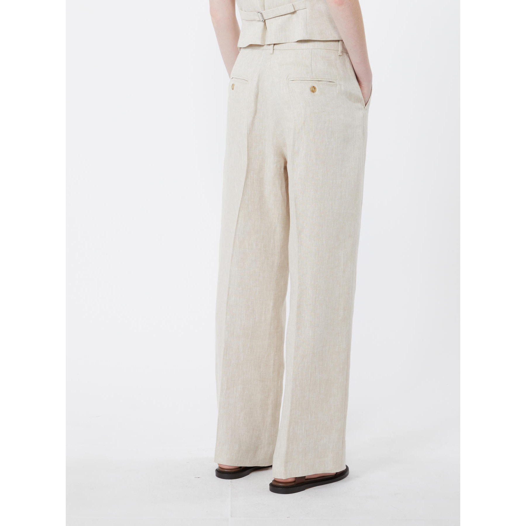 Weekend Max Mara Belt Loop Casual Pants In White