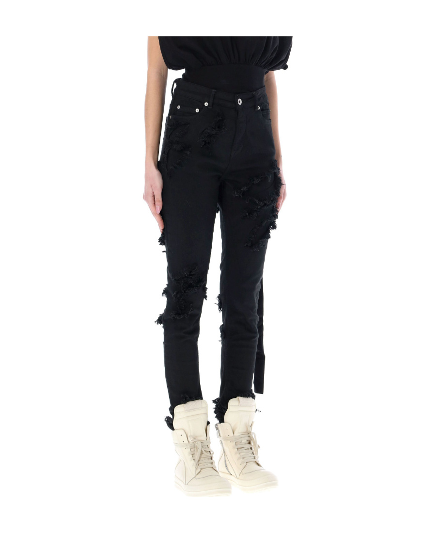 Rick Owens Drkshdw Detroit Distressed Denim Jeans In Black