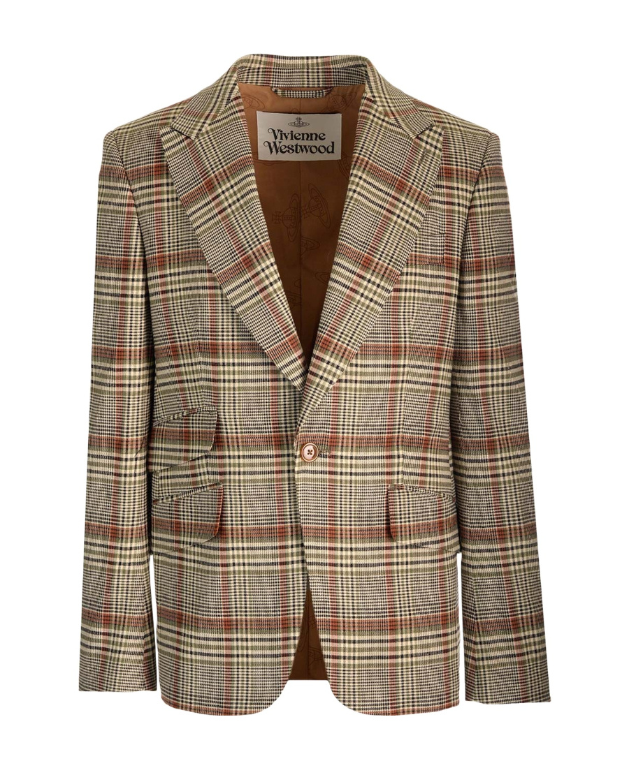 Vivienne Westwood Tartan-check Single-breasted Blazer In Brown