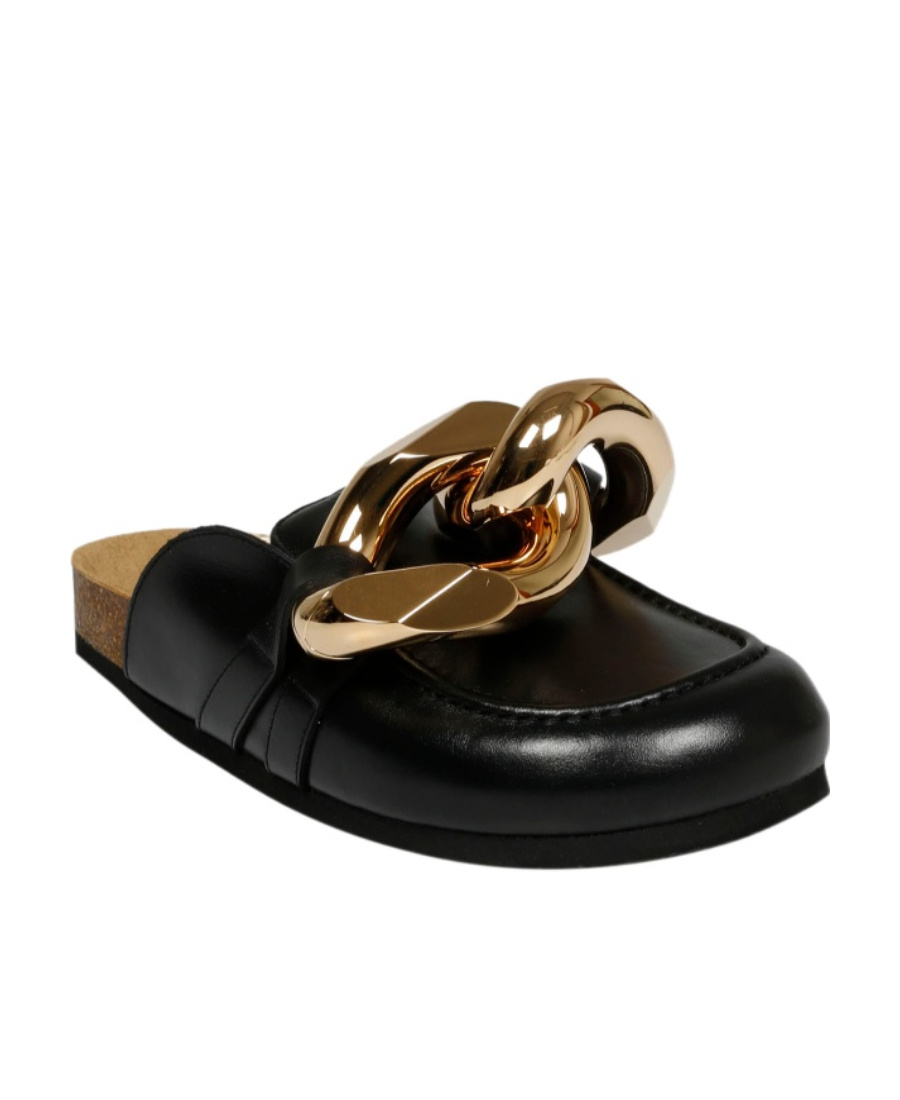 Jw Anderson Jw Flt Pmp Rtoe Mle Gld Chn Lthr In Black