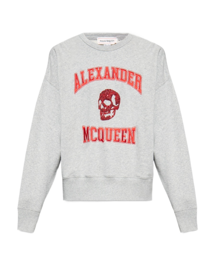 Shop Alexander Mcqueen Logo-embroidered Cotton Hoodie In White