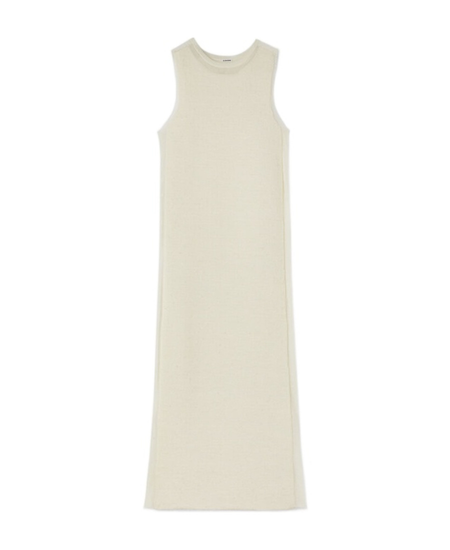 Jil Sander Semi-sheer Knit Long Dress In Nude