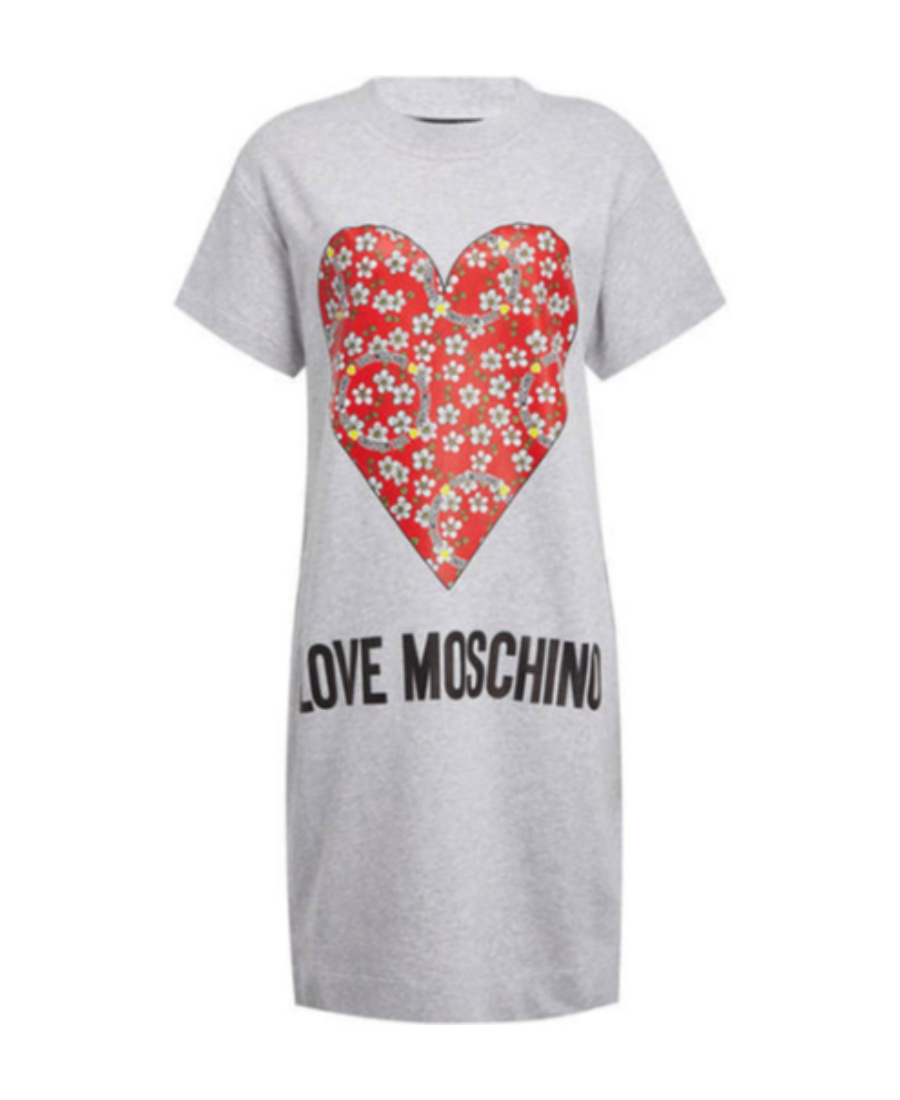 Moschino Love Printed T-shirt Dress In Gray