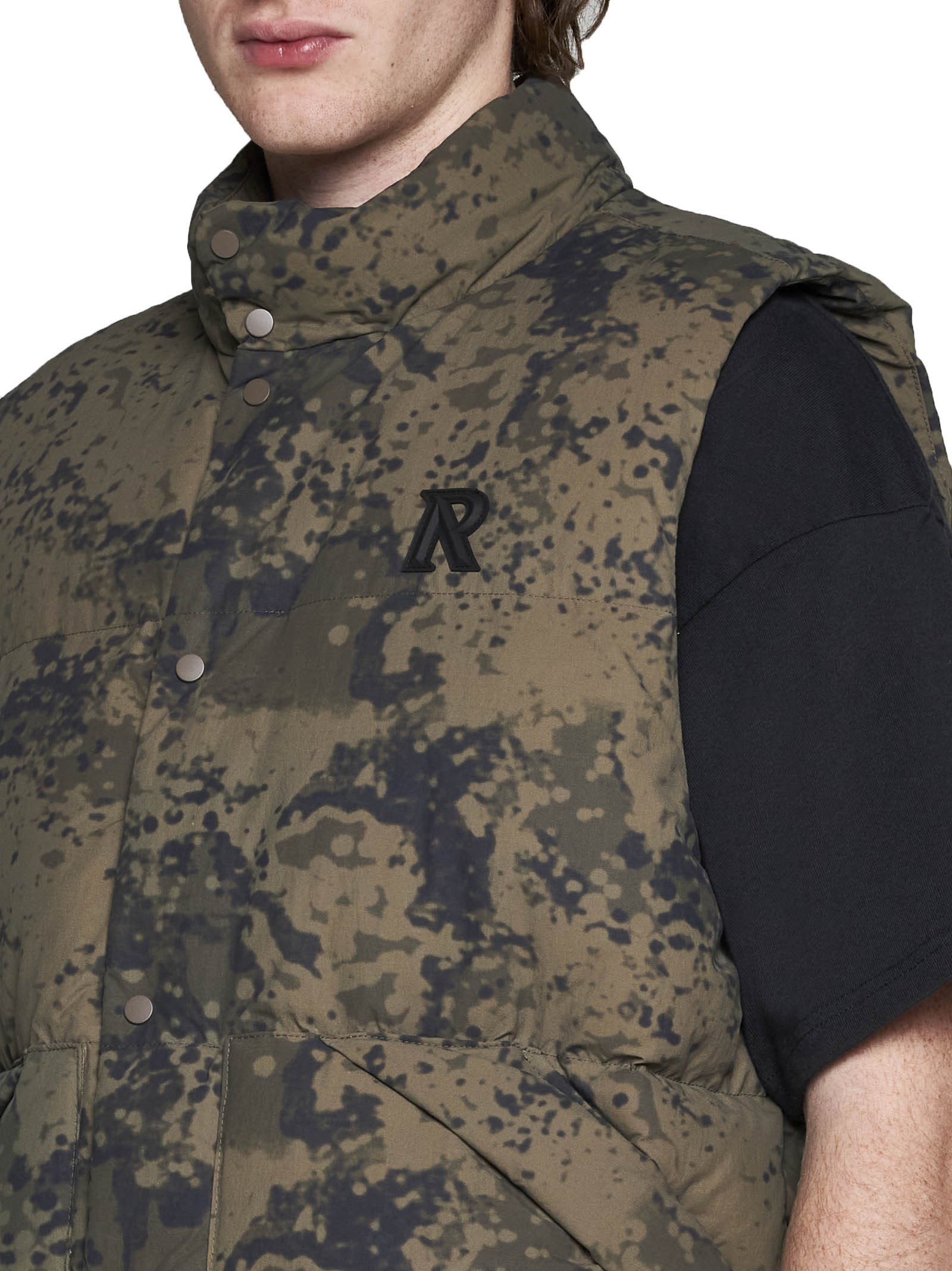 Represent Camouflage Print Nylon Puffer Vest In Black