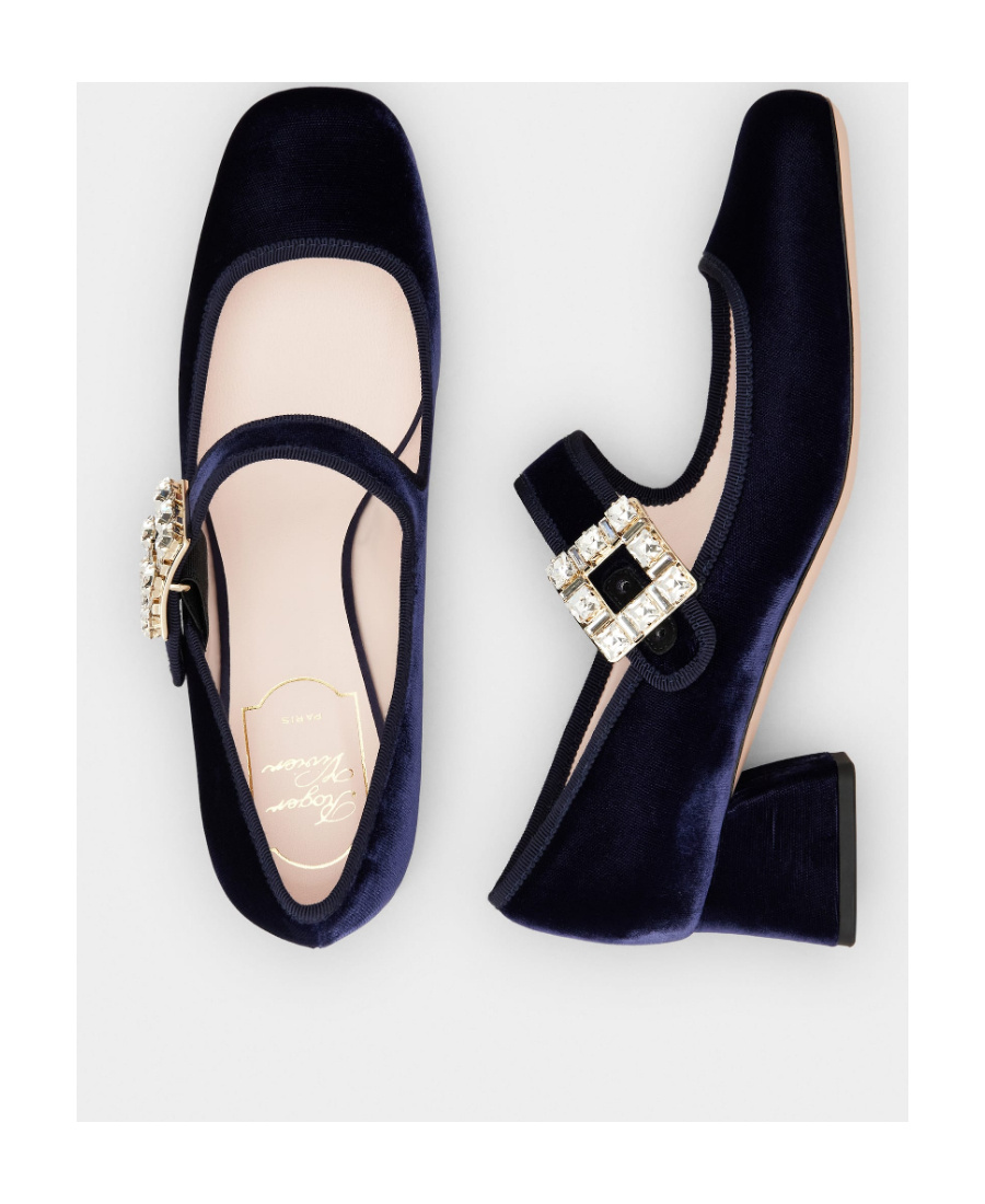 Roger Vivier Très Vivier Piping Diamond-button High Heels In Blue
