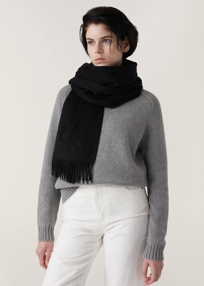 Loro Piana Fringed Cashmere Scarf In Black