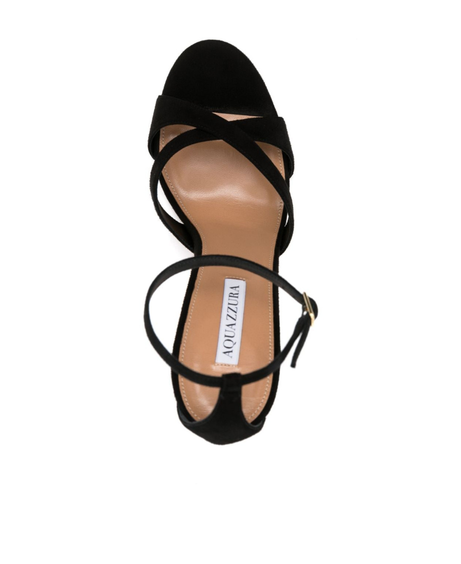 Aquazzura Divine 105mm Suede Sandals In Black