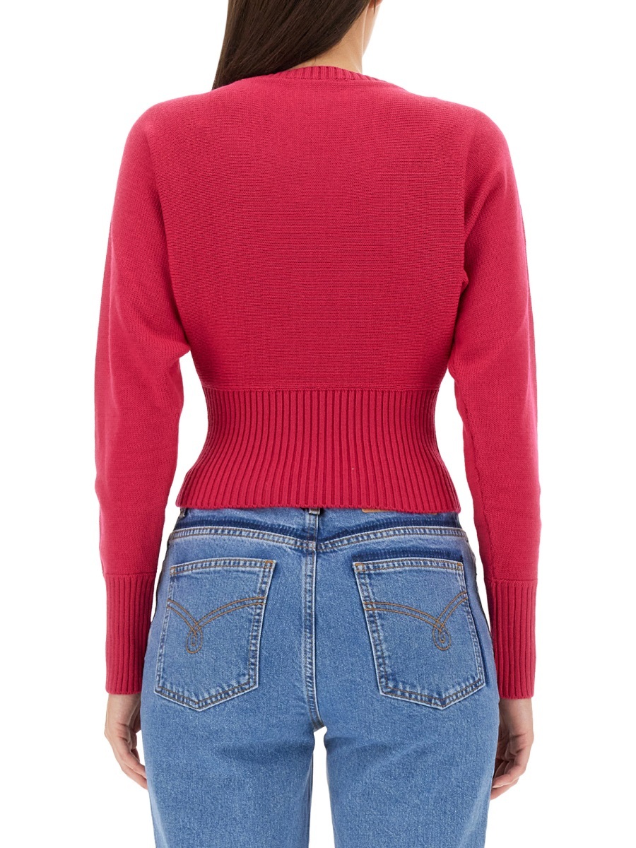 Moschino Peace Symbol Embellished Knitwear With Long Sleeves In Red