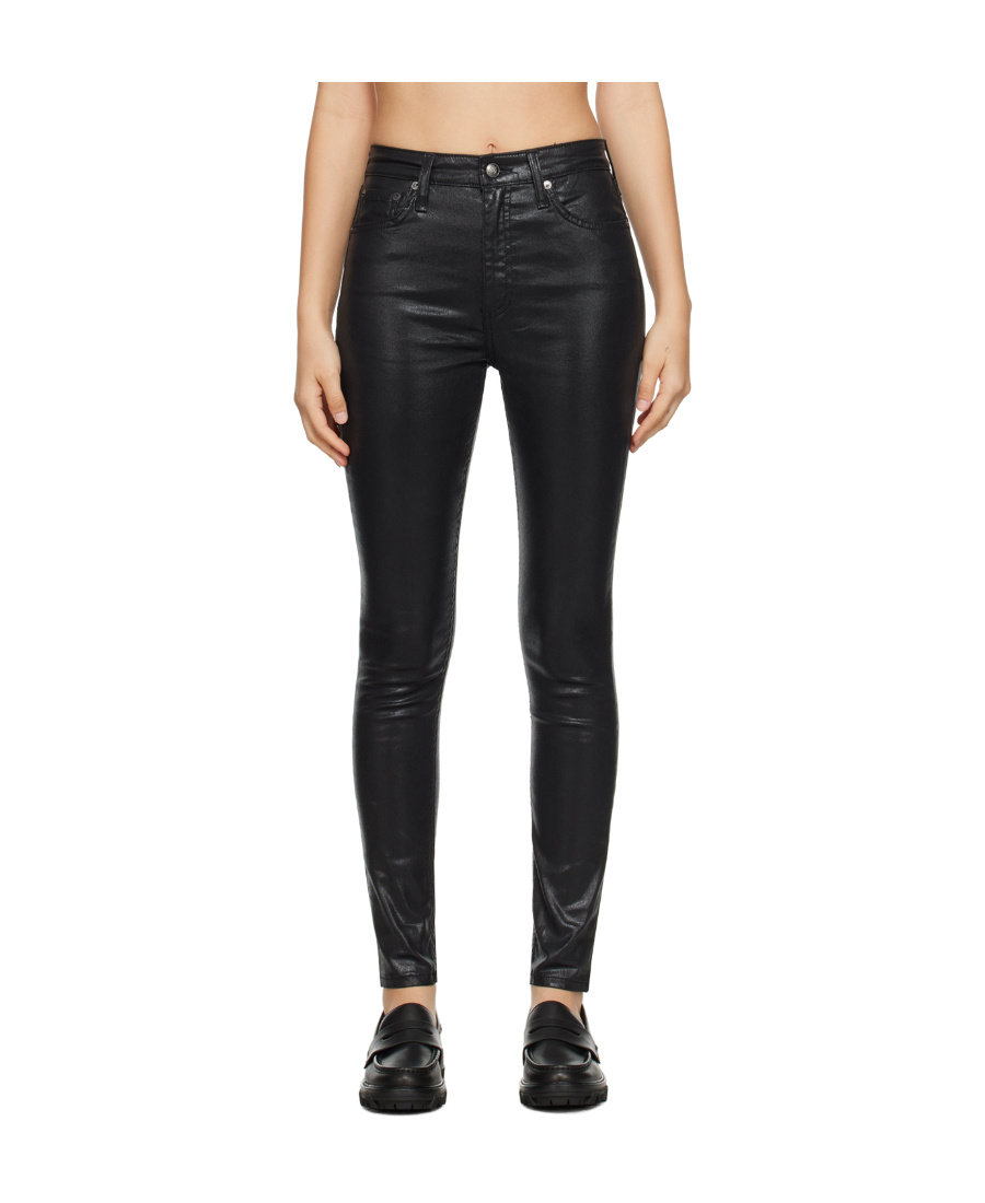 Rag & Bone Coated Stretch Denim Trousers In Black