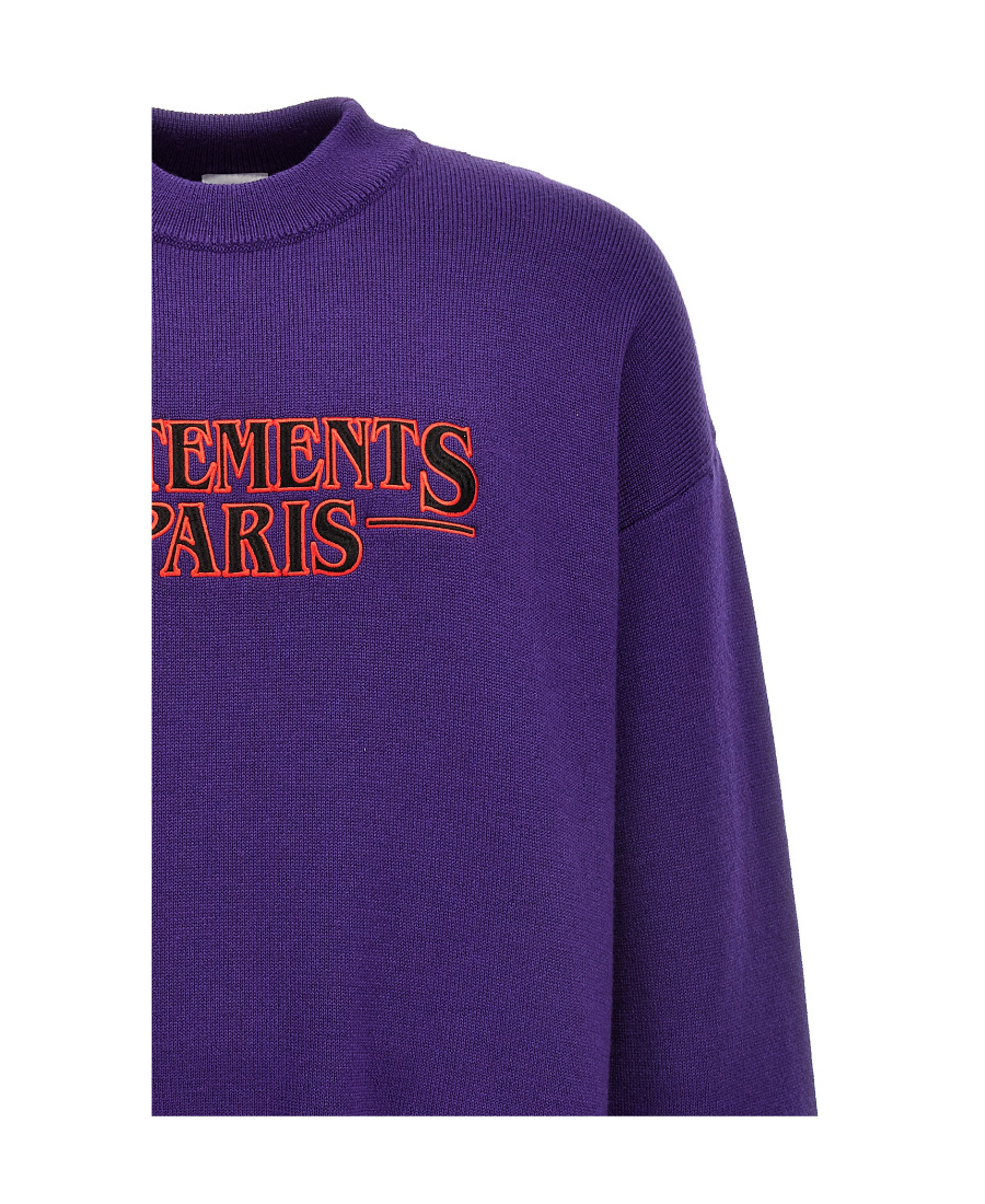 Shop Vetements Logo-appliqué Merino Jumper In Purple