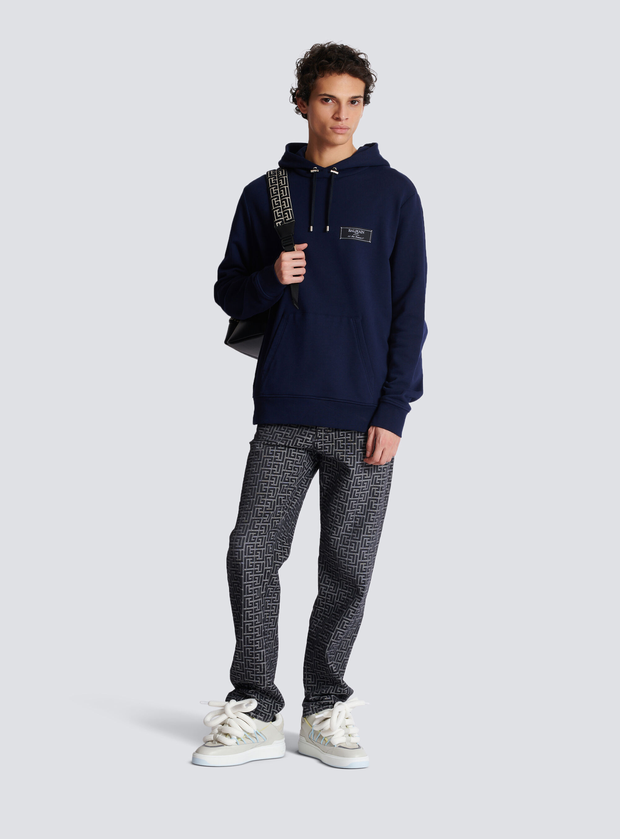 Balmain Hoodie Label Adjustable Hood In Black