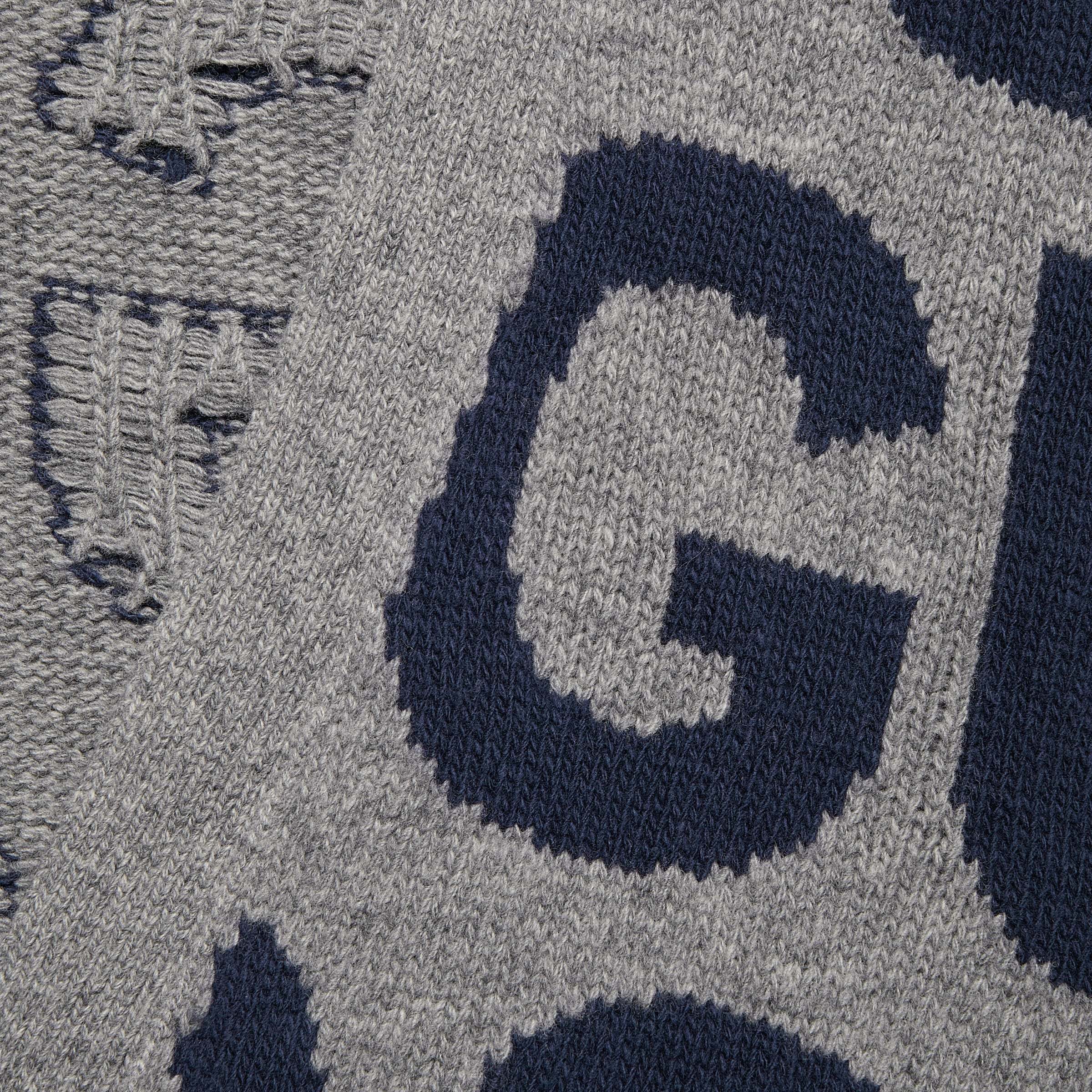 Gucci Logo-intarsia Wool Cardigan In Gray