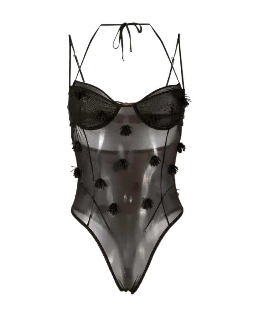 JACQUEMUS FRINGE-DETAIL SHEER BODYSUIT