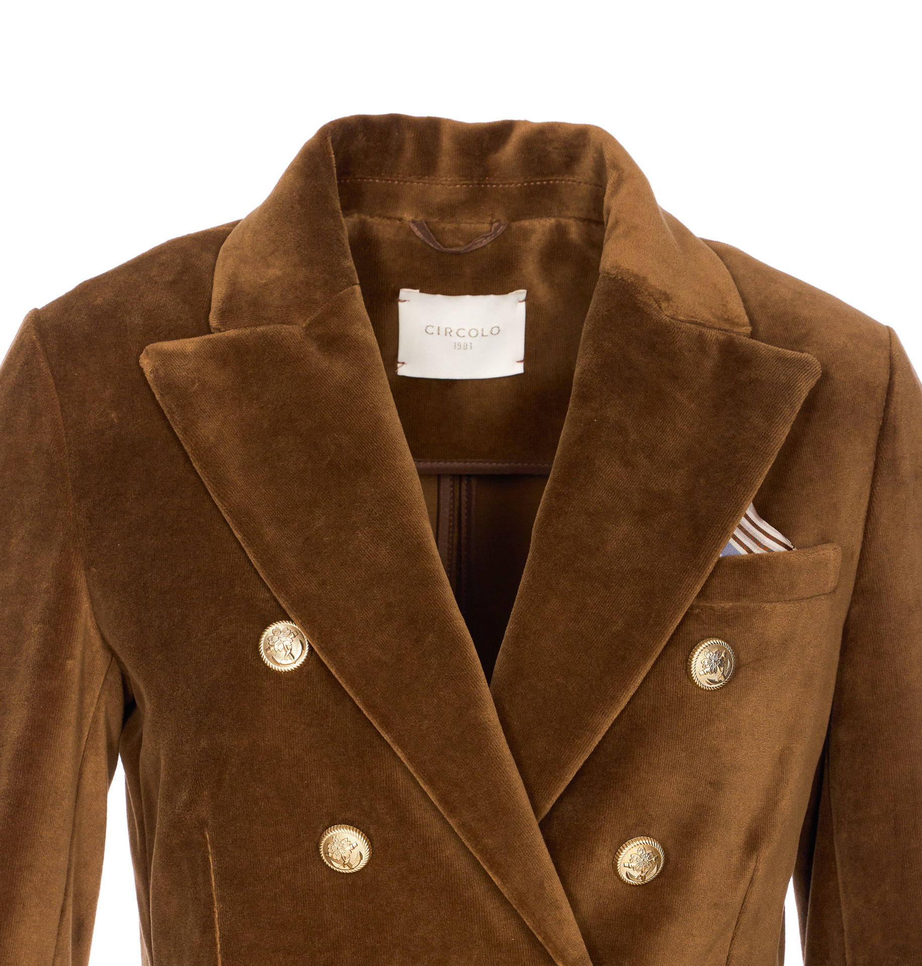 Circolo 1901 Double-breasted Suede Jacket In Brown