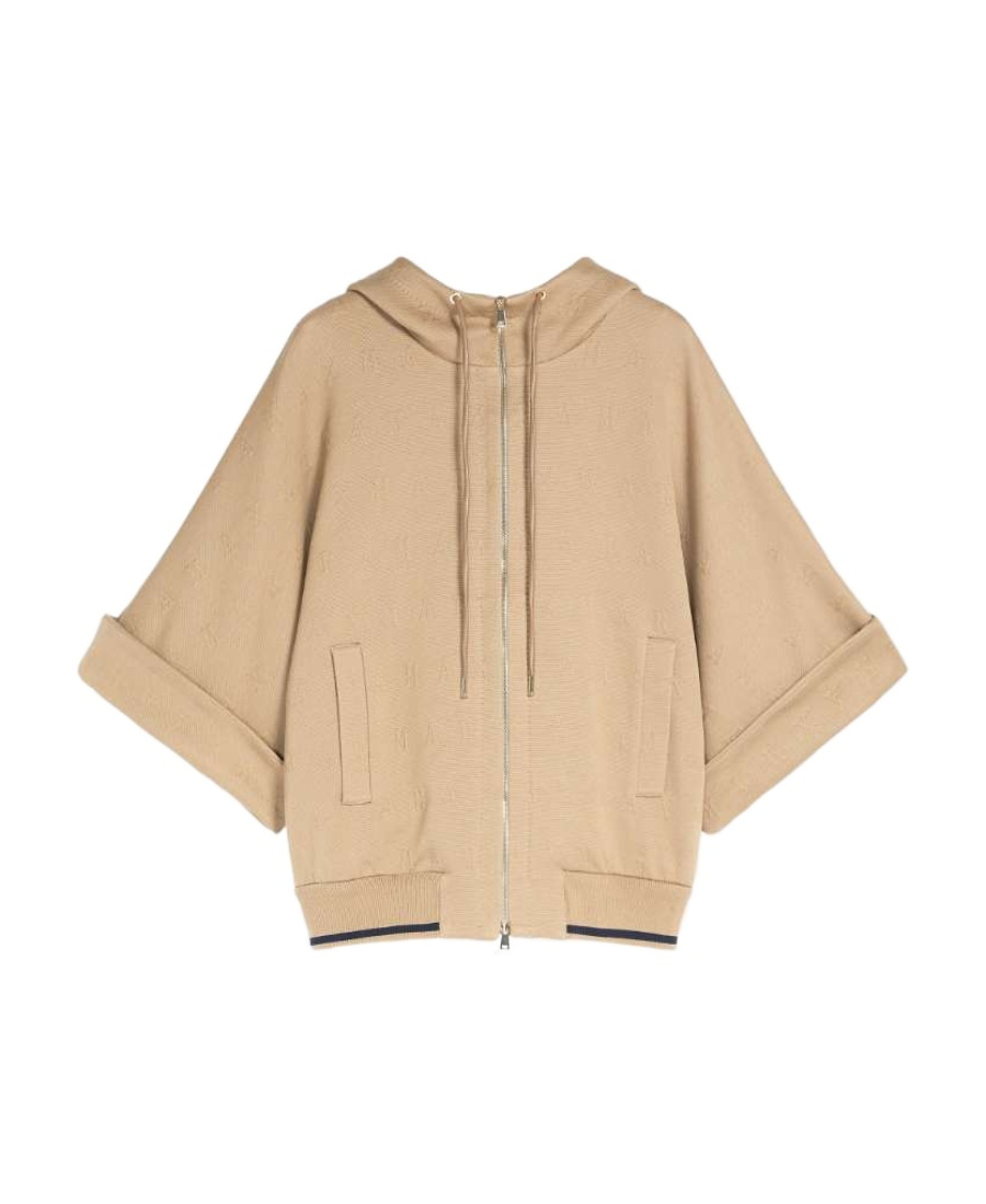 Max Mara Zipper Hooded Casual Jacket In Brown
