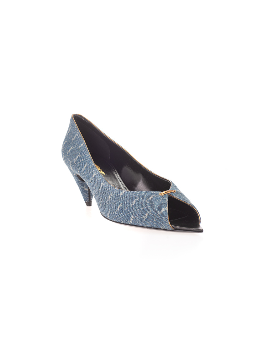 Saint Laurent Monogram-pattern Open-toe Sandals In Gray