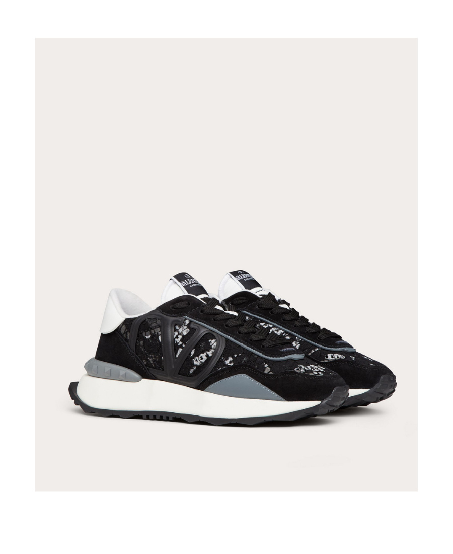 VALENTINO GARAVANI LACE AND MESH LACERUNNER TRAINER 