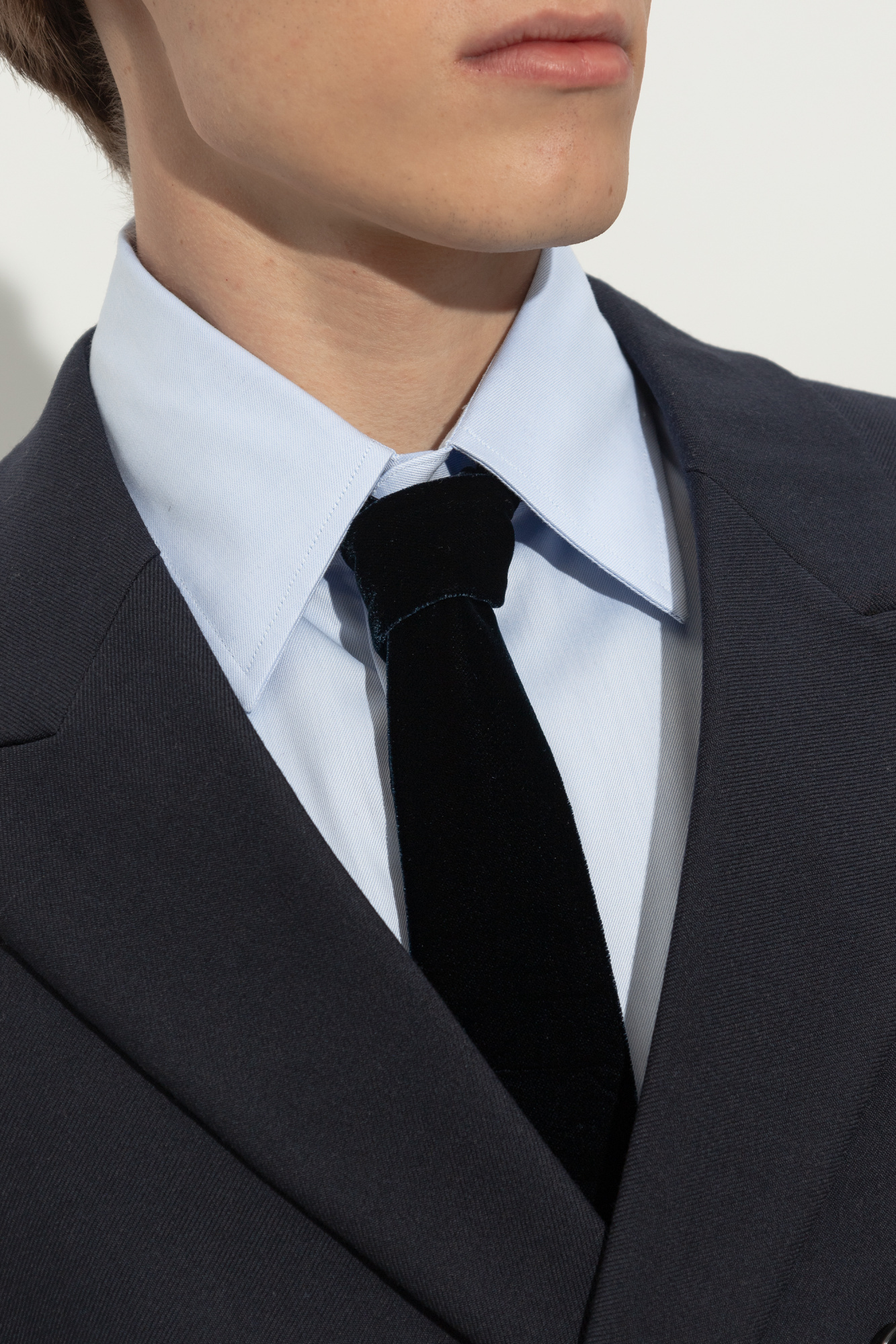 Giorgio Armani Velvet-effect Tie In Black