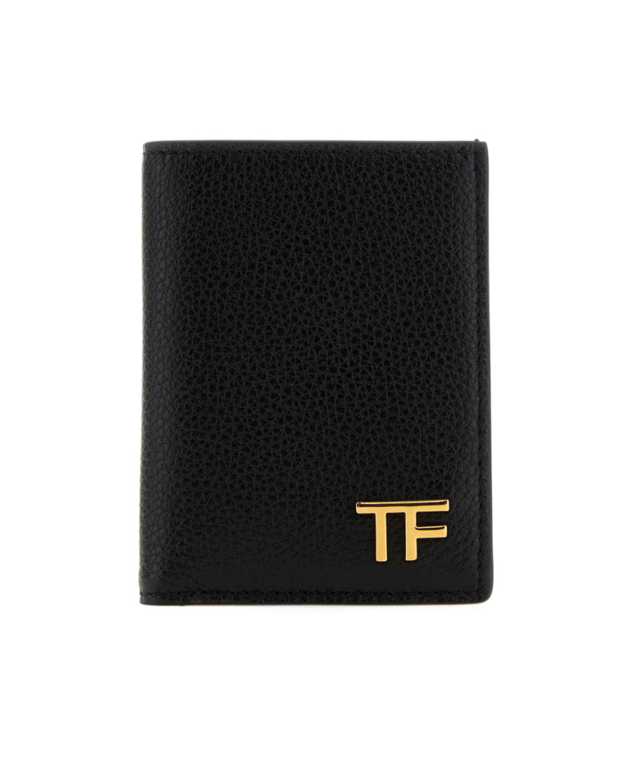 Tom Ford Logo-plaque Leather Cardholder In Black