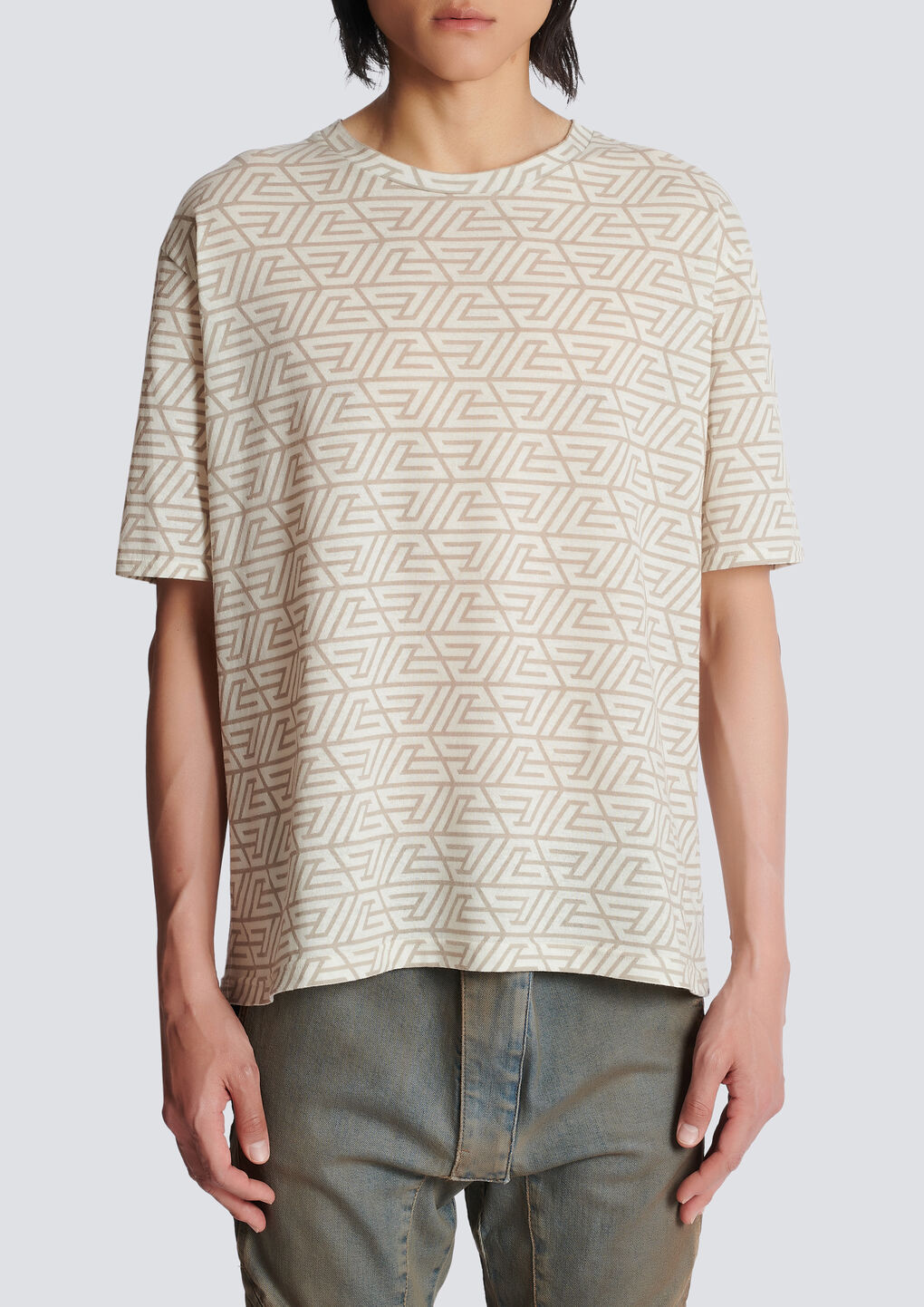 Balmain All-over Graphic-print T-shirt In White