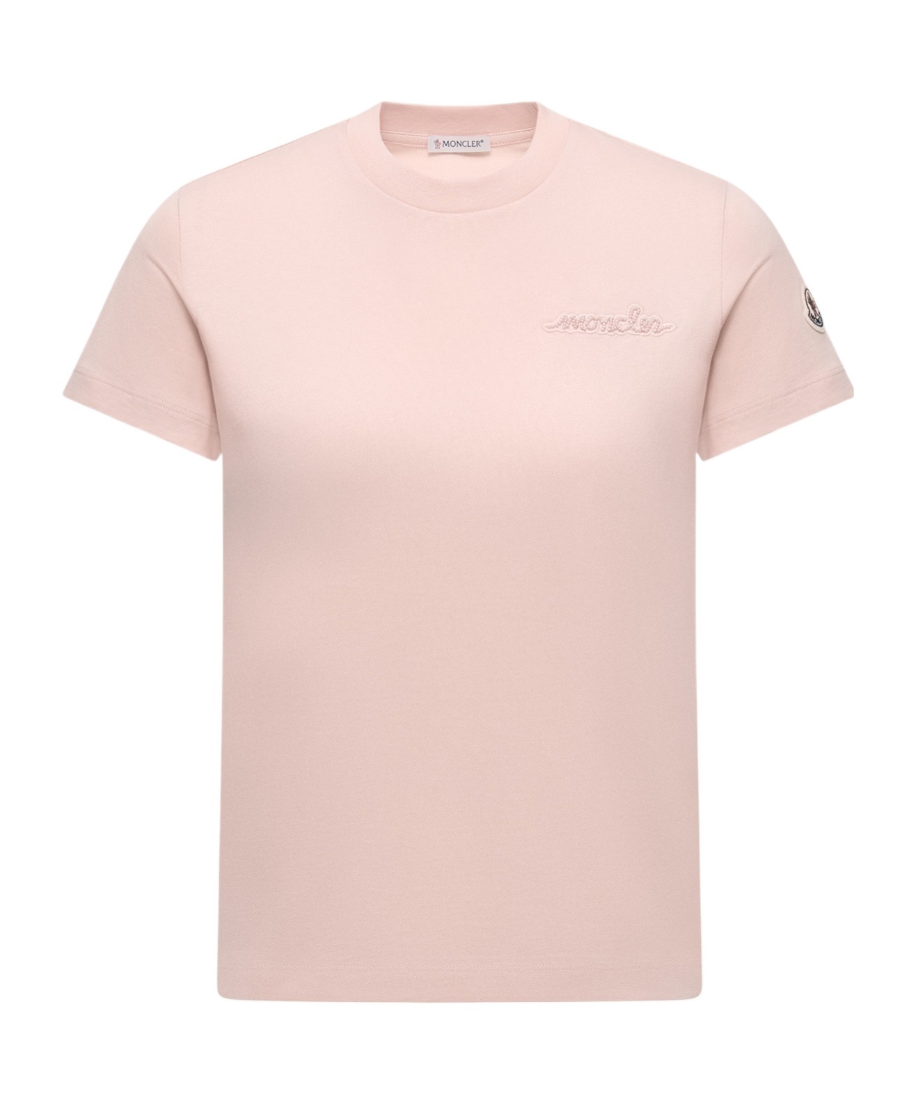 Moncler Beaded Logo Cotton T-shirt In Pink