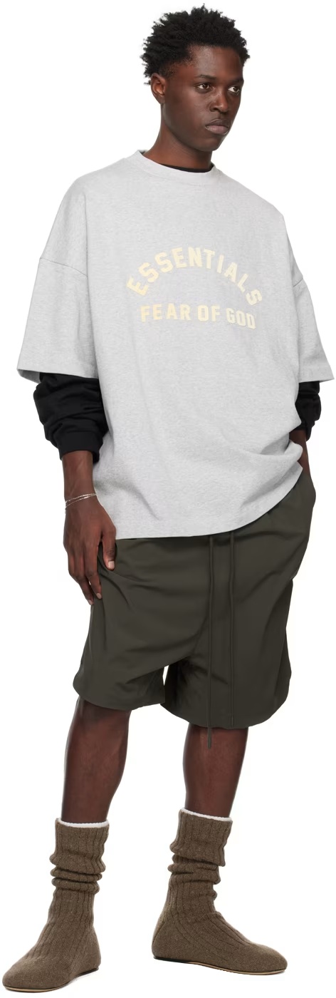 Essentials Gray Crewneck T-shirt In White