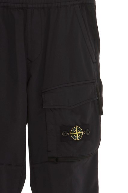 Stone Island Compass-patch Cargo Trousers In Blue