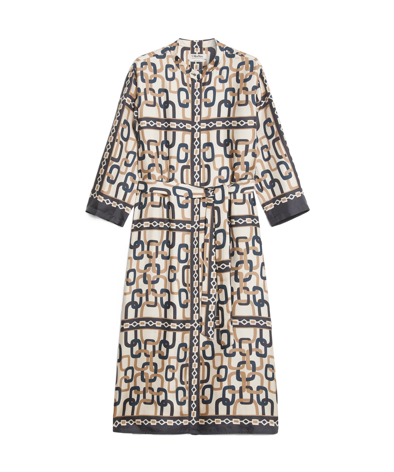Max Mara Printed Twill Silk Dress In Multicolor