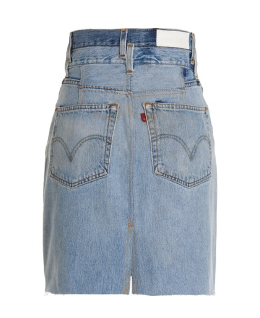 Re/done Double Waisted Pencil Re Done X Levis Skirt In Blue