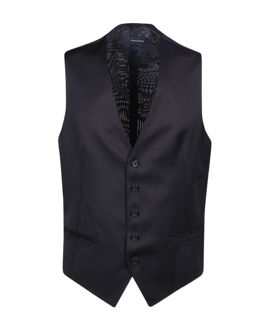 Tagliatore Button-fastening Sleeveless Waistcoat In Black