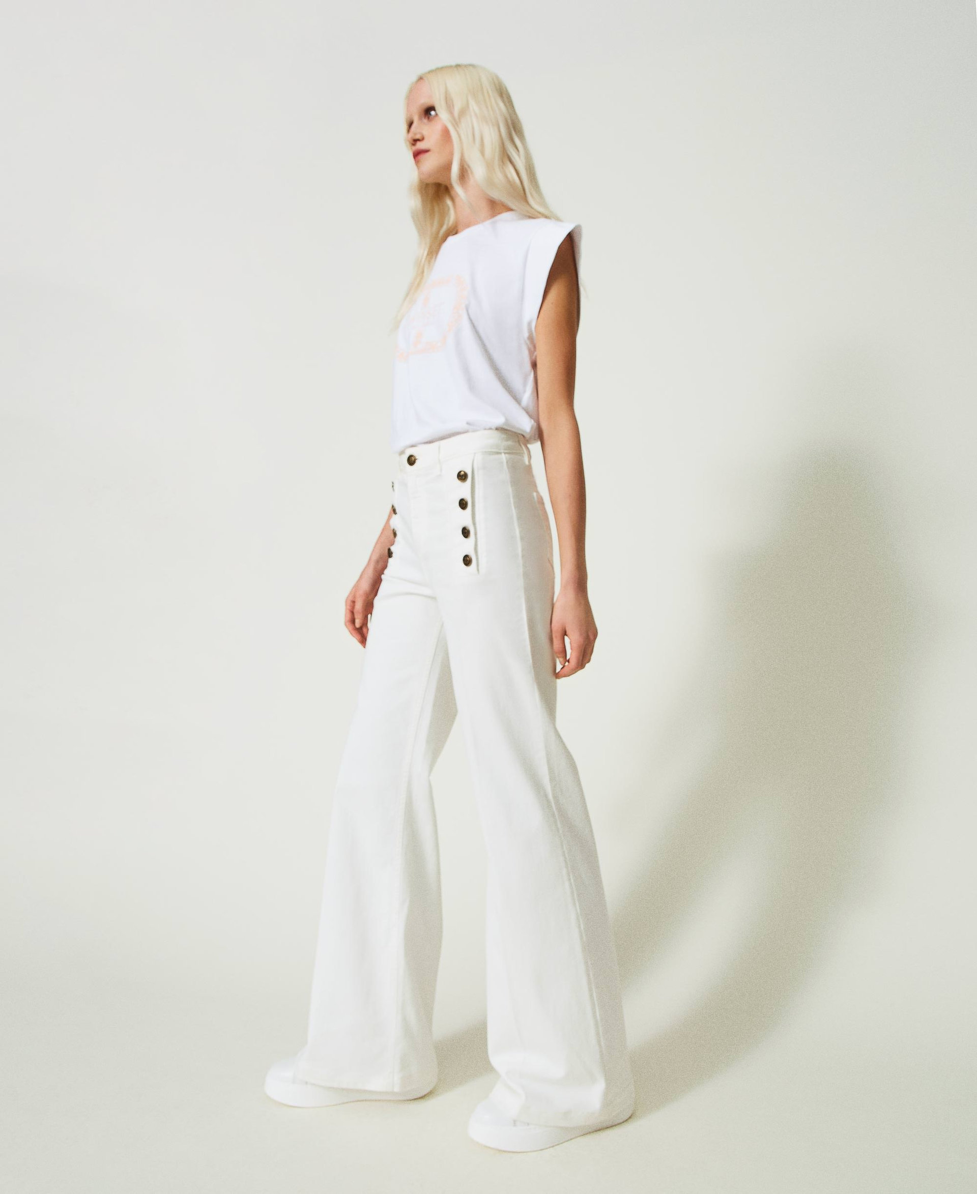 Twinset High-rise Flared Jeans In White