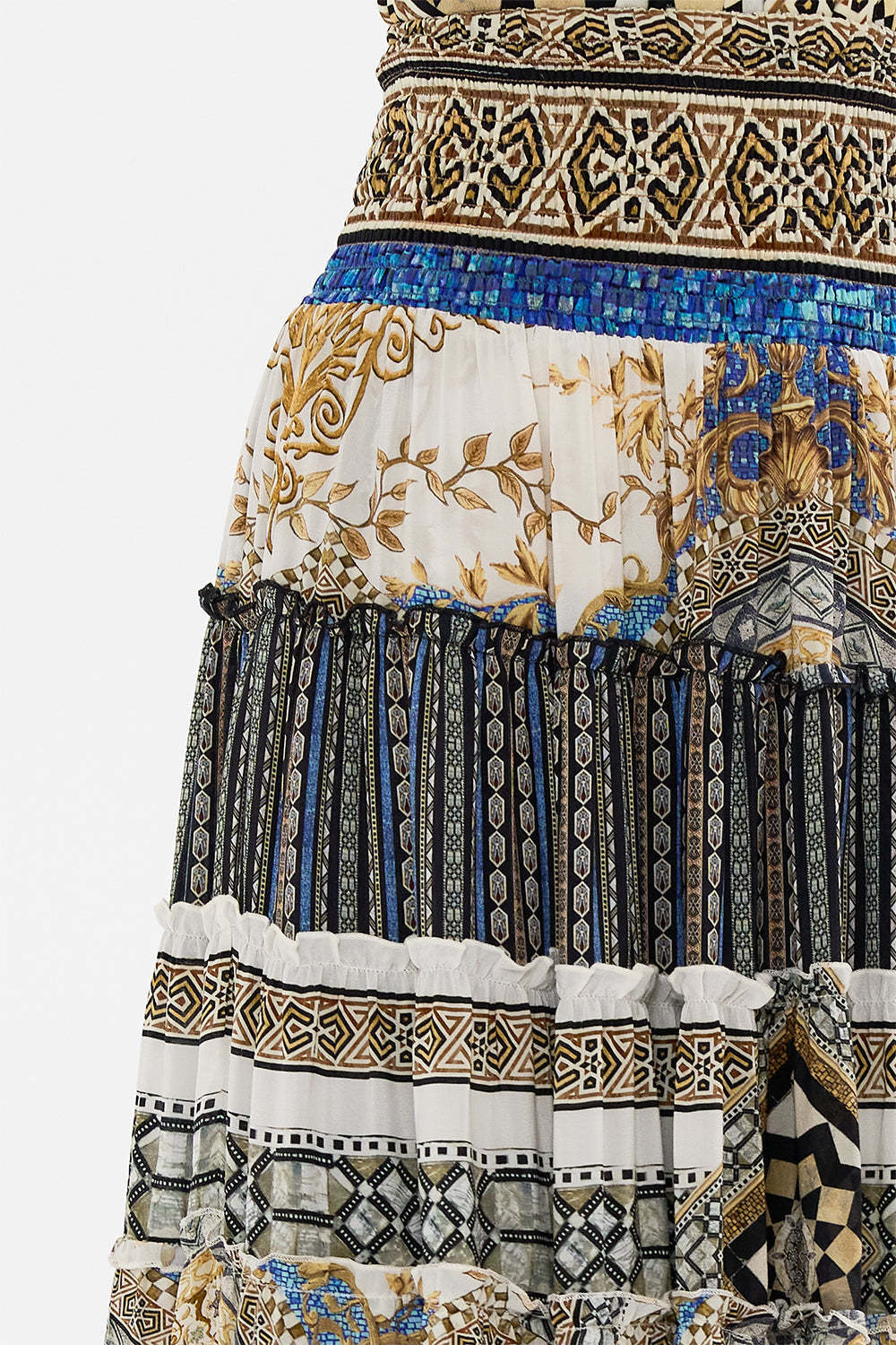 Shop Camilla Make Me Your Mosaic Shirred Waist Skirt In Black
