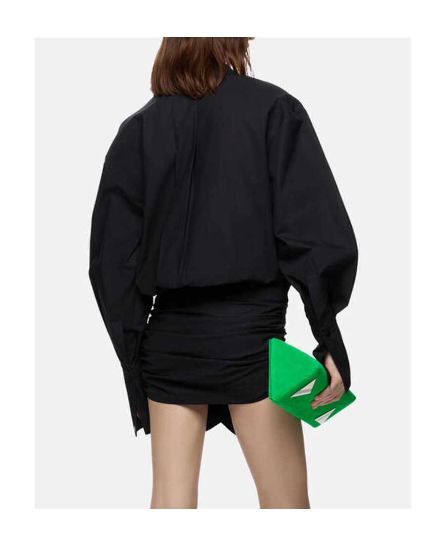 Attico The  Long-sleeved Mini Shirt Dress In Black