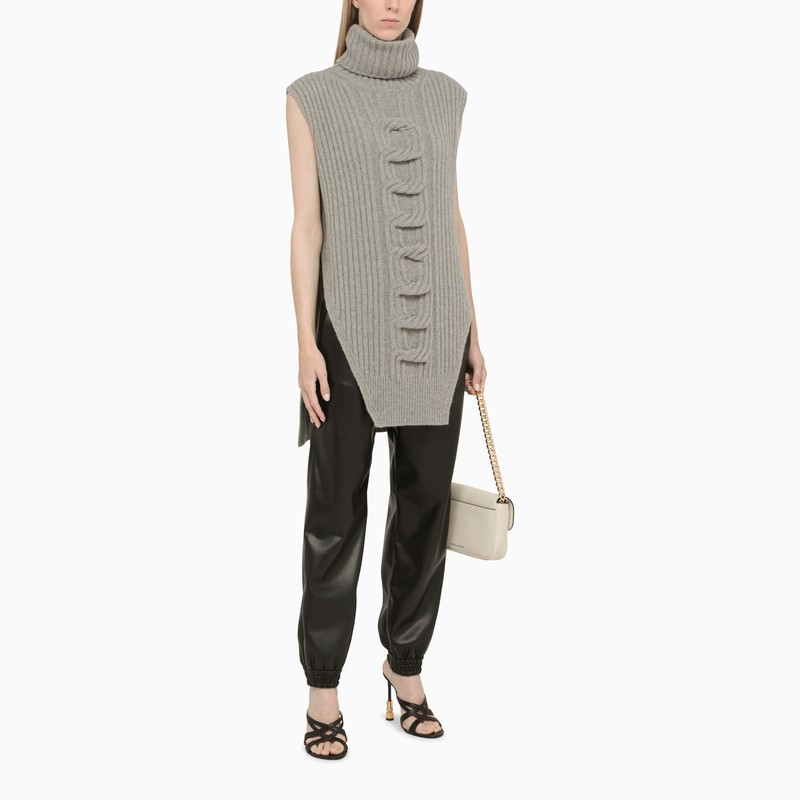 Stella Mccartney Asymmetric Hem Knitted Sleeveless Top In Gray