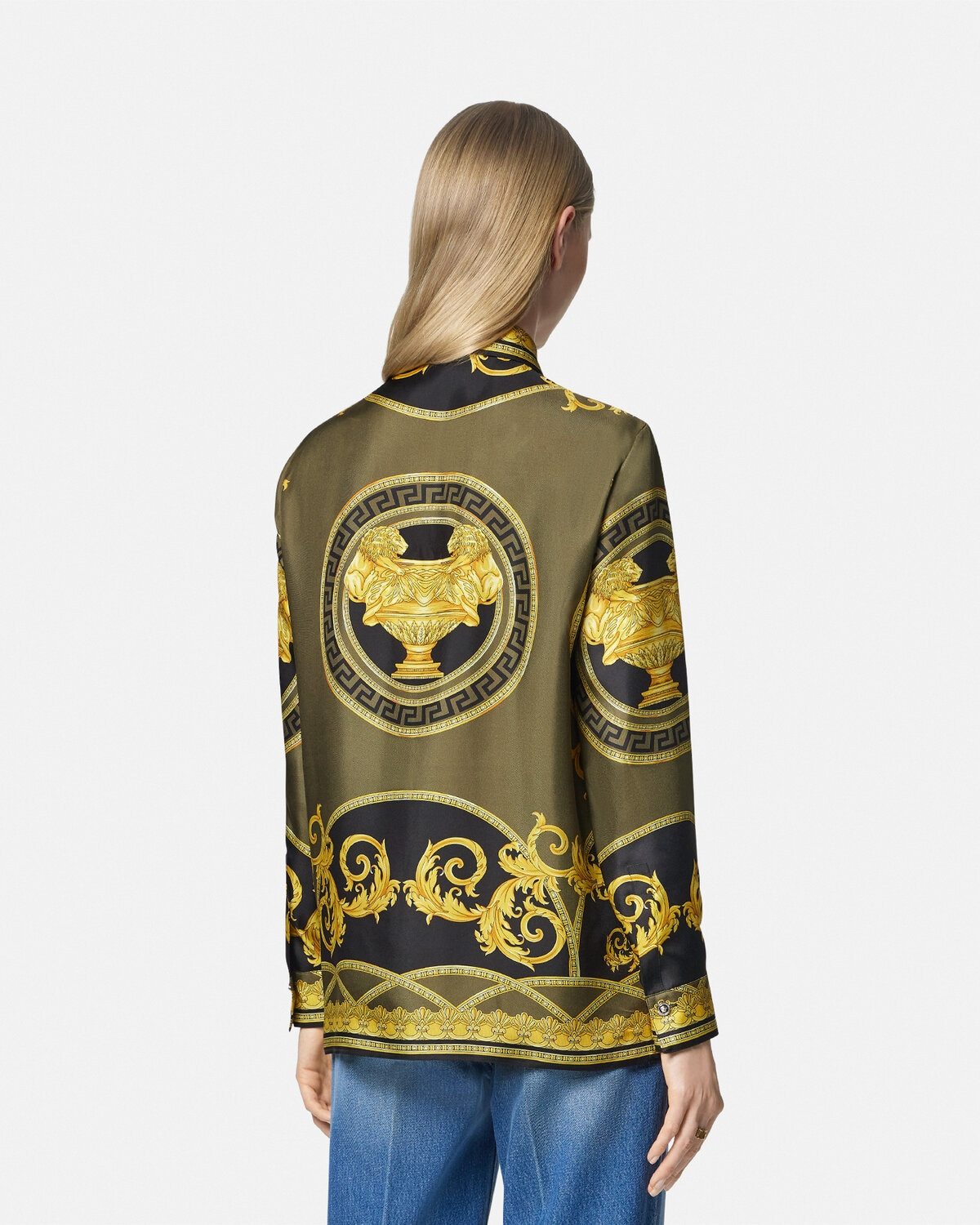 Shop Versace La Coupe Des Dieux Silk Shirt In Green