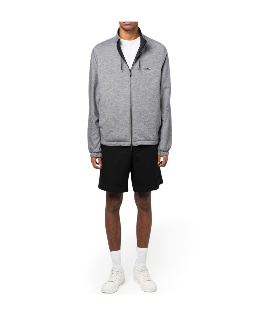 Zegna Blouson Réversible Brezza En Microfibre In Black