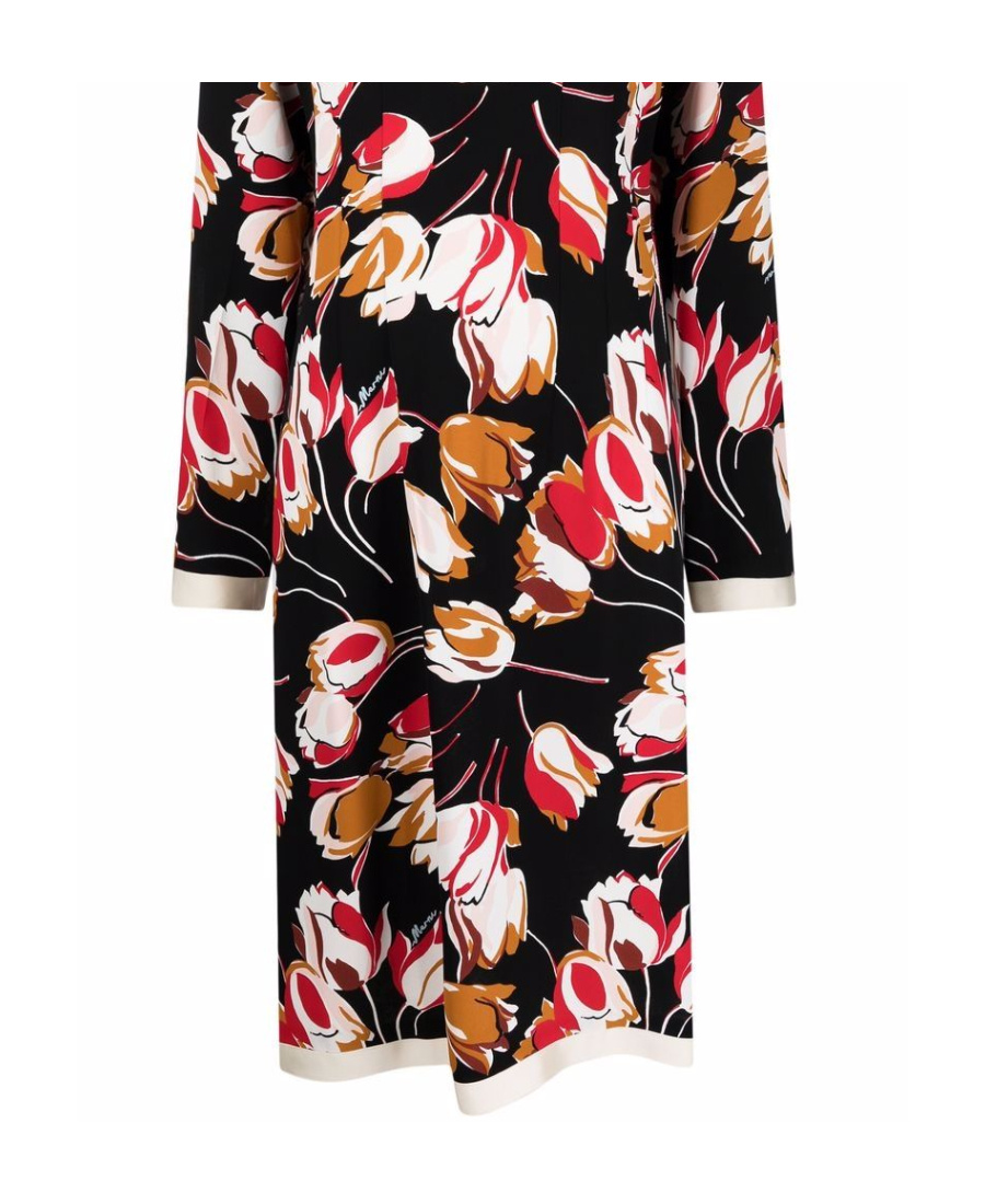 Marni Abstract-print Long-sleeve Dress In Black