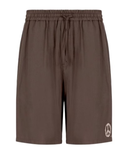 Emporio Armani Drawstring Bermuda Shorts In Printed Modal From The Peace Capsule Collection In Brown